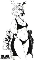 big_ass carol_holiday deltarune doe doe_with_antlers espectro111222 furry furry_female milf mom_bod monochrome mother old sketch tail taking_clothes_off underwear undressing