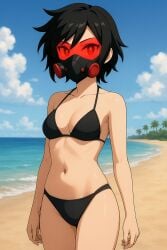 ai_generated beach bikini black_hair everly-57(team_nigthmare) oc sea