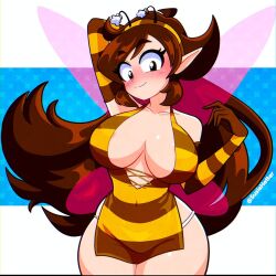 1girls bee_girl big_breasts breasts female female_only long_hair panties source_request susiehatter