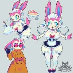 1anthro 1female 1girls 2020s 2025 2d 69blackcat69 anthro anthro_female anthro_only big_eyes black_clothing bow bow_ribbon brown_clothes brown_clothing cake cake_slice cyan_sclera detective digital_drawing_(artwork) digital_media_(artwork) duster ears_down ears_up eeveelution feelers female furry furry_female furry_only game_freak gradient_eyes heart_tattoo long_ears long_sleeves maid maid_outfit maid_uniform nintendo nipples nipples_visible_through_clothing pink_ears pink_eyes pink_fur pink_hands pink_nipples pink_tattoo pokemon pokemon_(species) pokemon_xy short_skirt short_tail sylveon tagme tattoo thick thick_legs thick_thighs thin_waist tiny_waist white_body white_fur white_pupils white_skin wide_hips yellow_eyes yellow_iris