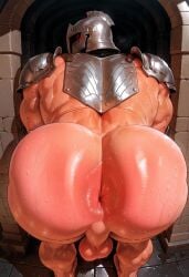 ai_generated bara big_ass gay knight presenting presenting_ass solo
