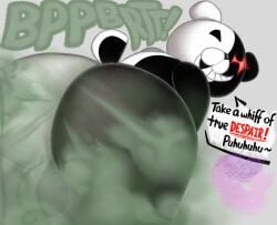 ass balls bear danganronpa dialogue fart fart_cloud farting farting_at_viewer farts floofygecko furry gas gassy gigantic_ass male male_focus monokuma onomatopoeia