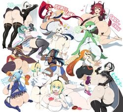 12girls 6+girls amano_pikamee aqua_(konosuba) ass ass_cleavage big_ass bike_shorts black_hair black_socks blonde_hair blue_eyes blue_hair blue_panties blue_striped_panties boots breasts butt_crack crossover dark-skinned_female dark_skin doughnut female female_only food gardevoir genshin_impact goat-chan goat-chan_(enarane) green_eyes green_hair hat hatsune_miku heel_boots huge_ass huge_breasts huge_butt human inkling kaori_(splatoon) kono_subarashii_sekai_ni_shukufuku_wo! light_blue_panties light_skin made_in_abyss megumin multiple_girls nessa_(pokemon) nier nier:_automata nintendo orange_eyes orange_hair ozen paimon_(genshin_impact) panties pokemon pokemon_(species) pokemon_rse pokemon_ss red_eyes shimapan shoes shorts shortstack sinensian socks space_yoko spats splatoon square_enix striped_panties tengen_toppa_gurren_lagann thick_thighs thigh_boots thigh_socks thighhigh_boots thighhighs thong virtual_youtuber vocaloid voms_project white_background white_socks witch_hat yoko_littner yorha_2b