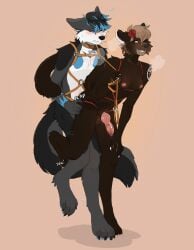 absurd_res accessory animal_genitalia animal_penis anthro arkis_(arrk1s) balls bite biting_lip black_hair blue_body blue_fur blue_hair blush bodily_fluids breasts brown_body brown_fur canid canine canine_genitalia canine_penis canis cheek_tuft collar collar_tag domestic_dog duo facial_tuft flower flower_in_hair from_behind_position fur genital_fluids genitals grey_body grey_fur gulonine gynomorph gynomorph/male hair hair_accessory harness hi_res husky intersex intersex/male knot knotted_penis leaking_precum leash leash_pull leg_wrap looking_pleasured lukas_laine male mammal marten mustelid musteline nipples nonbinary_(lore) nordic_sled_dog onomatopoeia orange_collar penis plant plap power_bottom precum rose_(flower) sable_(marten) sex simple_background sound_effects spitz steamy_breath tan_hair tattoo tbdborzoi text trans_(lore) trans_woman_(lore) tuft white_body white_fur x-ray_view