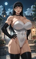 ai_generated black_hair blue_eyes dc_comics elbow_gloves justice_league_dark leotard mature mature_female zatanna zatanna_zatara
