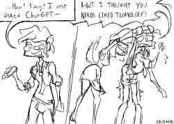 1boy 1girls angry angry_expression angry_face artist_name atomic_wedgie boxer_briefs calzcrom canine chatgpt comic dialog dialogue dress dress_shirt english_text female flail flailing furry furry_female hair instant_loss interrupted_speech looking_back looking_back_at_another male male_focus original original_character pants pants_down pathetic pathetic_male slacks smile smiling smiling_at_viewer speech_bubble square_head tie tremble_spikes two_panel_image underwear_on_head wedgie wedgied_male