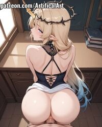 1boy 1girls ai_generated anus artifical_art ass bangs big_breasts blonde_hair blue_eyes cartethyia_(wuthering_waves) doggy_style earrings elf elf_ears female fleurdelys_(wuthering_waves) halo horn jewelry light-skinned_female light_skin long_hair male milf penis penis_in_pussy perfect_body pointed_ears pussy pussy_juice seductive_look sex vaginal_penetration vaginal_sex wuthering_waves