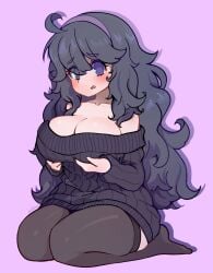 big_breasts big_thighs big_titties black_hair breasts clothing curvaceous curvaceous_female curvaceous_figure curvy curvy_figure curvy_hips ducktracio female female_focus female_only game_freak goth goth_girl hex_maniac long_hair looking_at_viewer nintendo pokemon purple_eyes