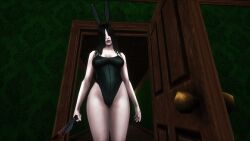 3d big_breasts blood breasts bunny_ears bunnysuit female ghost ghost_girl halls_of_the_pale_widow horror knife krasue_games looking_at_viewer the_pale_widow thick_thighs video_games