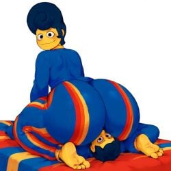 2boys ass_focus big_ass big_ass_(male) big_butt blue_hair facesitting feet huge_ass huge_butt kingsofcoyote25 male male/male male_only size_difference smothering_ass wally_darling_(welcome_home) welcome_home_(puppet_show) yellow_body yellow_skin