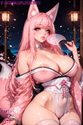1girls ai_generated arms breasts cherry_blossoms cleavage curvy curvy_figure fan fantasy fantasy_world female female_focus fluffy_ears fluffy_tail fox_ears fox_girl fox_tail furry girly gorgeous innocent kimono kitsune large_breasts legs light light-skinned_female light_skin long_hair looking_shy lovely melissa(persyarts) nature original patreon patreon_link patreon_logo patreon_url patreon_username persyarts pink_hair pussy round_ass round_breasts seductive seductive_eyes seductive_look seductive_pose sexually_suggestive sexy solo stable_diffusion submissive thick_thighs thighhighs thighs turquoise_eyes vagina wide_hips young_female