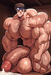 ai_generated bulging_muscles growth hairy hyper_balls hyper_muscles hyper_penis inuzuka_kiba kiba_inuzuka leaking_cum muscle_god muscle_growth naruto_(series)