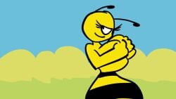 2d 2d_animation animated bee big_breasts color colored flashing_breasts hand_on_breast jaysonguzman567 lena_the_bee nipple_slip oleina tagme video vinesauce