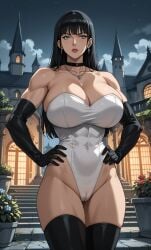 ai_generated black_hair blue_eyes dc_comics elbow_gloves justice_league_dark leotard mature mature_female zatanna zatanna_zatara