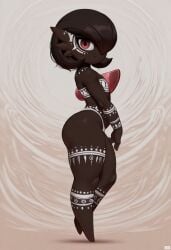 ai_generated big_ass brown_body brown_hair brown_skin civitai dark-skinned_female dark_skin female from_side full_body gardevoir jlullaby_(style) large_thighs looking_at_viewer pinup pinup_pose pokemon pokemon_(species) red_eyes seductive sexy sexy_pose short_hair shortstack side_profile side_view simple_background smile solo solo_female solo_focus tagme thick_thighs thong tribal tribal_tattoo white_thong white_top young