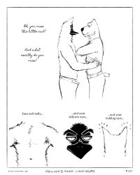 2024 4:5 absurd_res anthro avian beak bird black_and_white black_beak black_nose border bottomwear canid canine canis clothing comic dialogue domestic_dog duo english_text eye_contact fuzzy hi_res looking_at_another maccaw_(sharkinthepark) macleish_(sharkinthepark) male male/male mammal monochrome owl pants sharkinthepark shirtless shirtless_male simple_background stare tail taking_off_shirt text undressing white_background white_border
