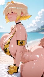 1girl 1girls absurd_res absurdres ai_generated ass big_ass big_breasts blurred_background blurry_background breasts depth_of_field elegg_(nikke) female female_focus goddess_of_victory:_nikke hi_res high_quality high_resolution highres large_ass large_breasts nikke odexai purple_eyes short_hair small_waist solo_focus straight thick_thighs thin_waist video_game video_game_character video_games wide_hips yellow_hair