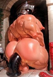 ai_generated bara big_ass dildo dildo_in_ass gay knight solo
