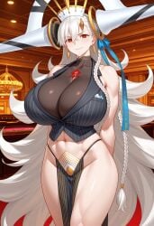 1girls ai_generated big_breasts breasts civitai fate/grand_order fate/stay_night fate_(series) female hair horns large_breasts light-skinfemale light_skin long_hair orange_hair pinstripe_pattern pinstripe_suit solo suit type-moon u-olga_marie white_hair
