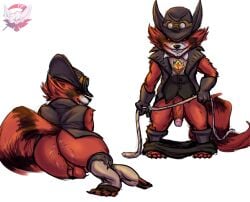 4_fingers 4_toes anthro ball_tuft balls black_body black_bottomwear black_clothing black_fur black_gloves black_handwear black_pants bottomwear bottomwear_down clothed clothing cowboy_hat feet fennephilim_fox fingers footwear fur genitals gloves grin guardians_of_the_galaxy handwear hat headgear headwear hi_res humanoid_genitalia humanoid_penis looking_at_viewer looking_back looking_back_at_viewer male mammal marvel marvel_rivals orange_body orange_fur pants pants_down partially_clothed penis procyonid raccoon rear_view red_eyes rocket_raccoon rope smile socks solo toeless_footwear toeless_socks toes tuft vein veiny_penis white_body white_fur