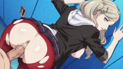 ai_generated ann_takamaki ass ass_focus azure993 blonde_hair breasts breasts_out cowgirl_position doggy_style doggy_style female female_focus from_behind leaning_forward looking_back persona persona_5 reverse_cowgirl_position riding riding_penis tagme video