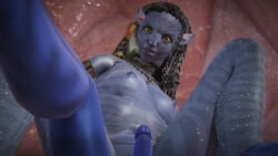 1futa 1girls alien_girl avatar blue_skin breasts female futanari kchentai long_hair looking_at_viewer na'vi neytiri nude penis yellow_eyes