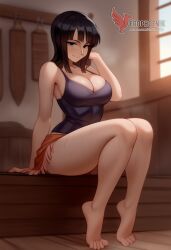1girls 2d abs ai_generated ass big_ass big_breasts black_hair breasts cleavage erophoenix female female_focus full_body green_eyes long_hair looking_at_viewer navel nico_robin one_piece patreon_username solo solo_female thick thick_thighs uncensored
