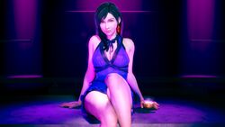 1girls 3d a.lias black_hair cute_expression female female_only final_fantasy final_fantasy_vii final_fantasy_vii_remake large_breasts light-skinned_female looking_at_viewer pinup red_eyes revealing_clothes sfm skimpy smile solo tifa_lockhart