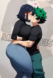 1boy 1girls ai_generated boku_no_hero_academia crossover female izuku_midoriya kill_la_kill kissing matoi_ryuuko mommy my_hero_academia tomboy