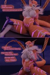 3d_(artwork) absorption_vore anthro bandai_namco blender_(artwork) breast_grab breasts bulge comic digestion digimon digimon_(species) digital_media_(artwork) female female_pred genitals hand_on_breast hi_res hiddenmask18 masturbation meicrackmon meicrackmon_vicious_mode nude solo tongue tongue_out vore vulva