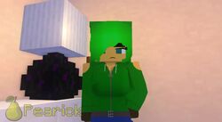 1boy 1boy1girl 1girls 3d animated ass big_ass big_breasts blue_eyes breasts buttjob cum cum_in_pussy cum_inside female female_on_top female_penetrated genital_fluids green_hair green_jacket hot_dogging human humanoid jacket lou_(pearickmc) mine-imator minecraft pearickmc reverse_cowgirl_position sound tagme video