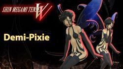 3d armwear atlus black_hair bottomless breasts casual demi-fiend european_mythology fairy featureless_breasts female fusion game_mod humanoid legwear megami_tensei mod monster monster_girl mugenrei mythology pale_skin pixie pixie_(megami_tensei) public_domain shin_megami_tensei shin_megami_tensei_iii:_nocturne tattoo thighs topless wings yellow_eyes