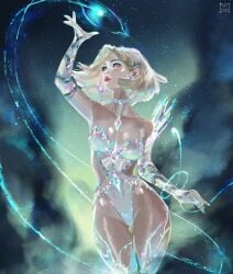 blonde_hair blue_eyes breasts cleavage corset digital_drawing_(artwork) emma_frost emma_frost_(marvel_rivals) female hellfire_club marvel marvel_comics marvel_rivals platinum_blonde_hair taissonair x-men