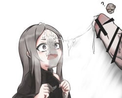 androgynous bags_under_eyes bar_censor big_forehead blush cum cum_on_face cum_trail empty_eyes enki_ankarian erection facial fear_and_hunger femboy gay grey_eyes grey_hair guard_(fear_and_hunger) imminent_rape long-haired_male long_hair male male_only pale-skinned_male pale_skin penis questionable_consent shadow solo_focus tears twink upper_body wide_eyed yaoi