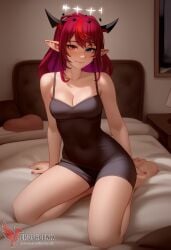 1girls 2d ai_generated ass barefeet big_ass bra breasts erophoenix feet female female_focus full_body heterochromia hololive hololive_english hololive_english_-promise- horns irys irys_(hololive) looking_at_viewer medium_breasts panties patreon_username pointy_ears red_hair short_hair solo solo_female sweat thick thick_thighs toes uncensored underwear virtual_youtuber vtuber