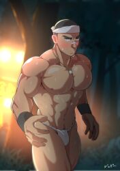 1boy abs bandaid bandaid_on_nose bara beefy biceps big_breasts big_hands black_eyes black_hair blurry_background blush breasts bulge bulge_through_clothing buzz_cut cvpr1188_(jippa) embarrassed festival frown fundoshi fundoshi_only gay grass hachimaki happy_trail headband hi_res huge_breasts hunk japanese_clothes looking_at_viewer male male_breasts male_only mature_male muscles muscular muscular_arms muscular_legs muscular_male muscular_thighs navel necklace night oppai original original_character outdoors pecs practically_nude pubic_hair quadriceps rokushaku_fundoshi sanpaku shadow short_hair six_pack small_pupils standing sweat sweatdrop sweating sweaty thick_arms thick_eyebrows thick_neck thick_thighs topless tree triceps very_high_resolution very_sweaty white_fundoshi wristband yaoi