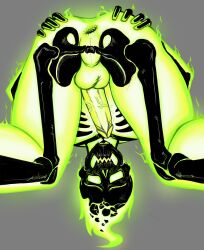 1boy ass creature_commandos dc dc_comics dcu doctor_phosphorus flame gay gay_male glowing green_body green_fire green_skin male nude nude_male sadboygum skeleton skull_head solo solo_focus solo_male spread_anus spread_ass translucent_body yaoi