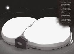 breast_expansion breasts_bigger_than_body breasts_bigger_than_building cabin female jim_bazooka monochrome slay_the_princess tail the_witch_(slay_the_princess)