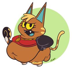 animal_crossing big_ass big_belly cellulite doughnut feline female food fur katt_(animal_crossing) kmorrisoncartoon_(artist) nintendo overweight thick_thighs video_games