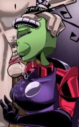 1boy 1girls alien antennae fellatio green_skin invader_zim irken oral raftyverse sucking tagme tak tak_(invader_zim) tak_(irken)_(invader_zim)