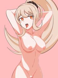 1girls big_breasts blonde_hair breasts danganronpa danganronpa_2:_goodbye_despair female female_only milliani naked nude open_mouth orange_eyes pussy saionji_hiyoko straight_hair sweat vagina