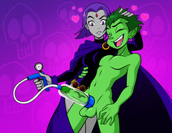 1boy 1girls balls beast_boy black_leotard bold-n-brash cartoon_network clothed_female clothed_female_nude_male completely_naked completely_nude completely_nude_male dc dc_comics erect_penis female femdom forehead_jewel garfield_logan goth_girl green_hair green_penis green_skin grey_skin leotard malesub metahuman naked naked_male nude nude_male nudity only_one_naked penis_pump pointy_ears purple_eyes purple_hair rachel_roth raven_(dc) sex_toy sharp_teeth spiked_hair superhero superheroine teen_titans vacuum_pumping vacuum_tube