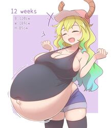 1111122 1girls breasts dadouko female female_only huge_belly huge_breasts miss_kobayashi's_dragon_maid pregnant quetzalcoatl_(dragon_maid) ready_to_pop solo