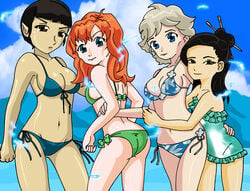 2010 alien bathing_suit beverly_crusher bikini bowl_cut cleavage collarbone female glee-chan human humanoid katherine_pulaski keiko_o'brien multiple_females navel pointy_ears selar star_trek star_trek_the_next_generation vulcan_(species)