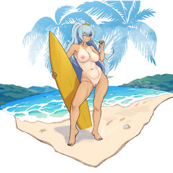 abs allanel beach beach_ball female ice_cream nude sand sea