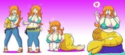 1girls belly_ex bimbo bimbofication bra brainwashing breast_expansion cleavage comic fat female female_only human identity_death mermaid mermaid_tail nami one_piece orange_hair overweight prinnydood shounen_jump slightly_chubby solo solo_female tagme transformation transformation_sequence weight_gain