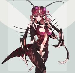 1girls :o antennae exoskeleton female female_only heart hi_res humanoid insect_humanoid justrube looking_at_viewer monster monster_girl mosquito mosquito_girl_(one-punch_man) mosquito_musume one-punch_man pink_eyes rube solo solo_female