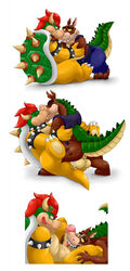 2021 2boys 3koma activision anthro anus ass bowser color comic crash_(series) crossover cum dingodile full_body fur furry furry_only gay kissing male male_only manly mario_(series) multiple_boys nintendo penis simple_background sitting tail testicles tongue video_games white_background woofmadness yaoi