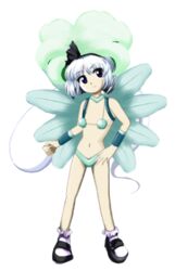 2husamba edit feathers female ghost green_bikini myon official_art revealing_clothes samba short_hair small_breasts touhou white_hair youmu_konpaku zun_(jun'ya_ota)