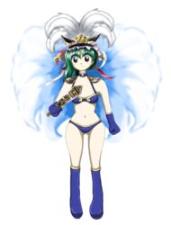 2husamba boots edit eiki_shiki feathers female green_bikini jewelry medium_breasts official_art pearl_(gem) revealing_clothes rod_of_remorse samba touhou zun_(jun'ya_ota)